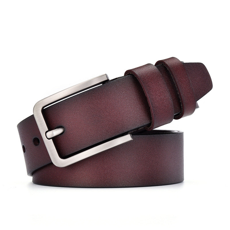 Men's Vintage Cowskin Leather Jean Belt â€?Wide Pin Buckle Design