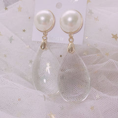 Vintage Pearl Exaggerated Gemstone Big Earrings