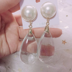 Vintage Pearl Exaggerated Gemstone Big Earrings