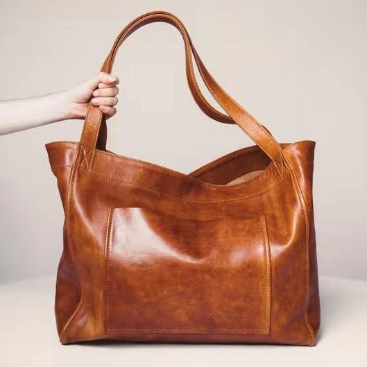 Vintage Large Capacity Handbags PU Soft Leather Big Bag Designer Luxury Shoulder Bag Beach On Vacation Woman Tote Bag