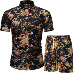 Men's Casual Suit Korean Style Slim Short-Sleeved Shirt Men's Beachwear