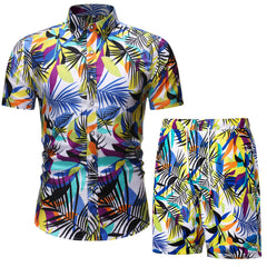 Men's Casual Suit Korean Style Slim Short-Sleeved Shirt Men's Beachwear