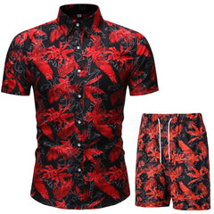 Men's Casual Suit Korean Style Slim Short-Sleeved Shirt Men's Beachwear