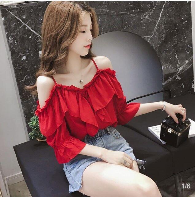 Chiffon Shirt S One Word Strapless Strapless Shirt