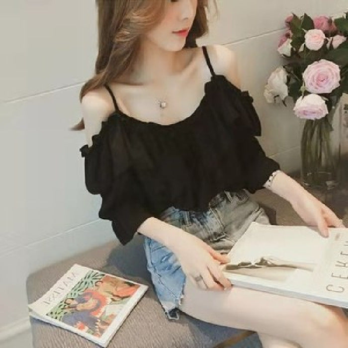 Chiffon Shirt S One Word Strapless Strapless Shirt
