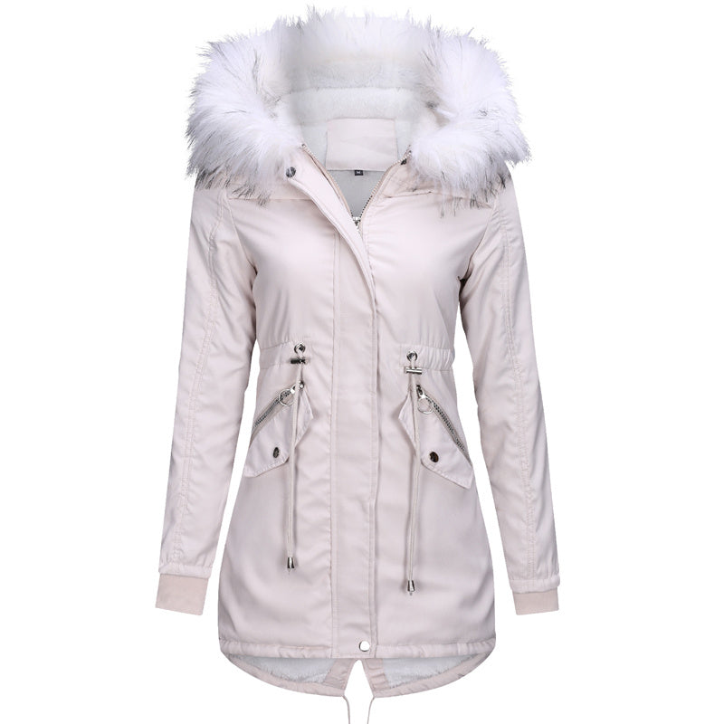 Cotton Coats Casual Fur Long Hooded Jacket Simple High Street