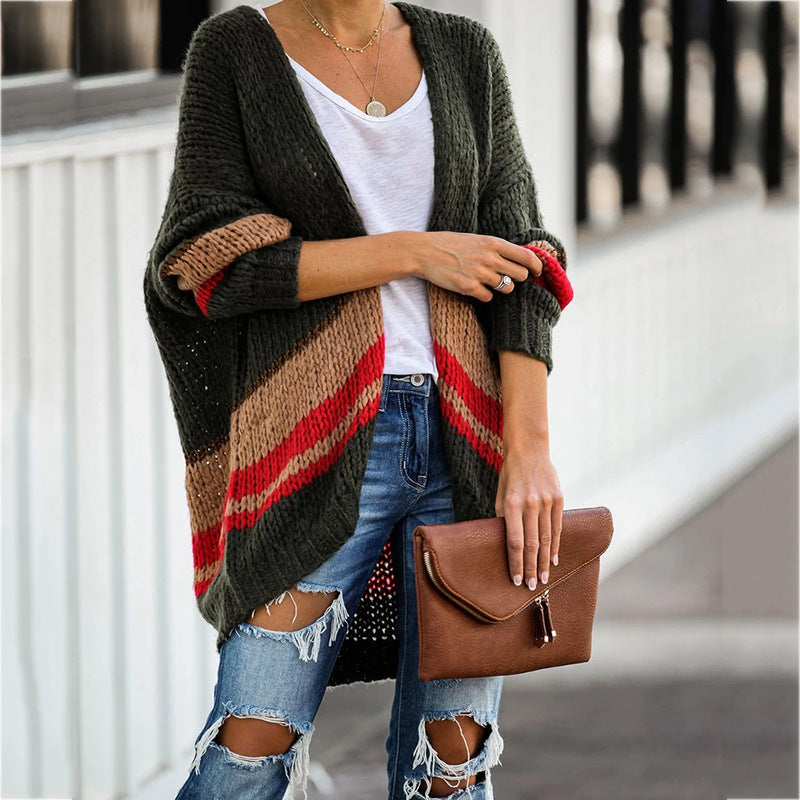 Cardigan And Knitted Jacket Loose Stitching Sweater
