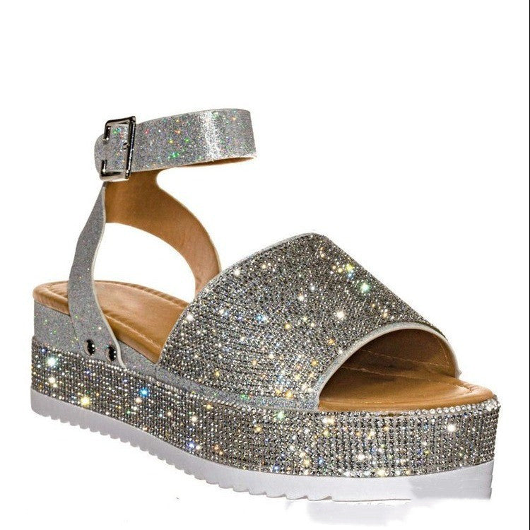 Rhinestone Sandals Platform Shoes For Women