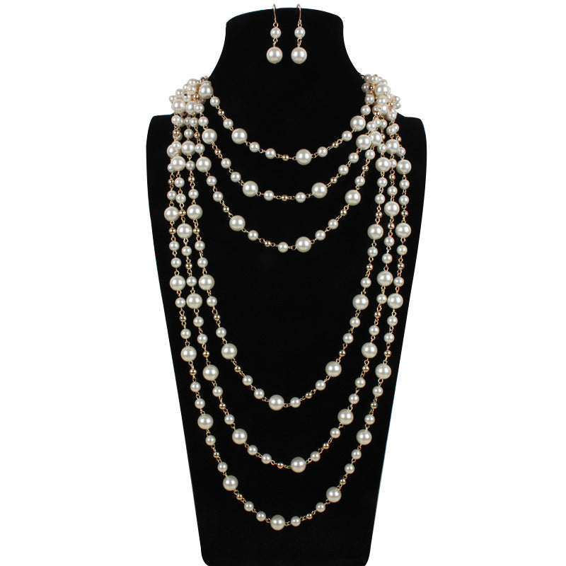Necklaces Multilayer Pearl Necklace Sweater Chain