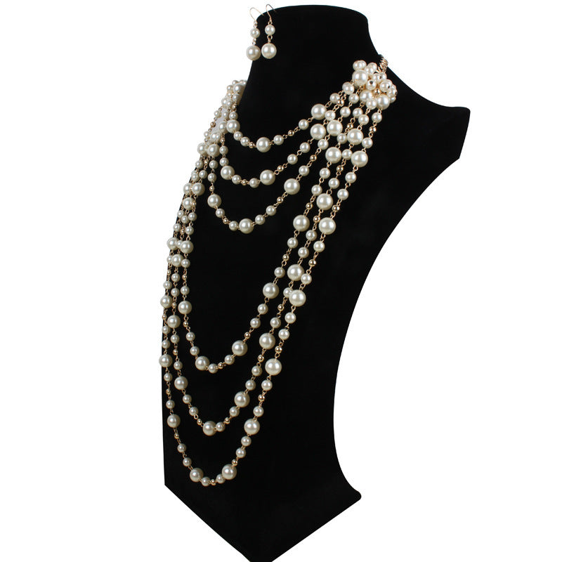 Necklaces Multilayer Pearl Necklace Sweater Chain