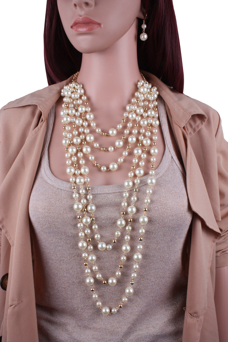 Necklaces Multilayer Pearl Necklace Sweater Chain