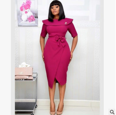 African Commuter Plus Size One Shoulder Dress