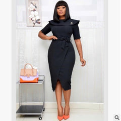 African Commuter Plus Size One Shoulder Dress