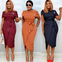 African Commuter Plus Size One Shoulder Dress