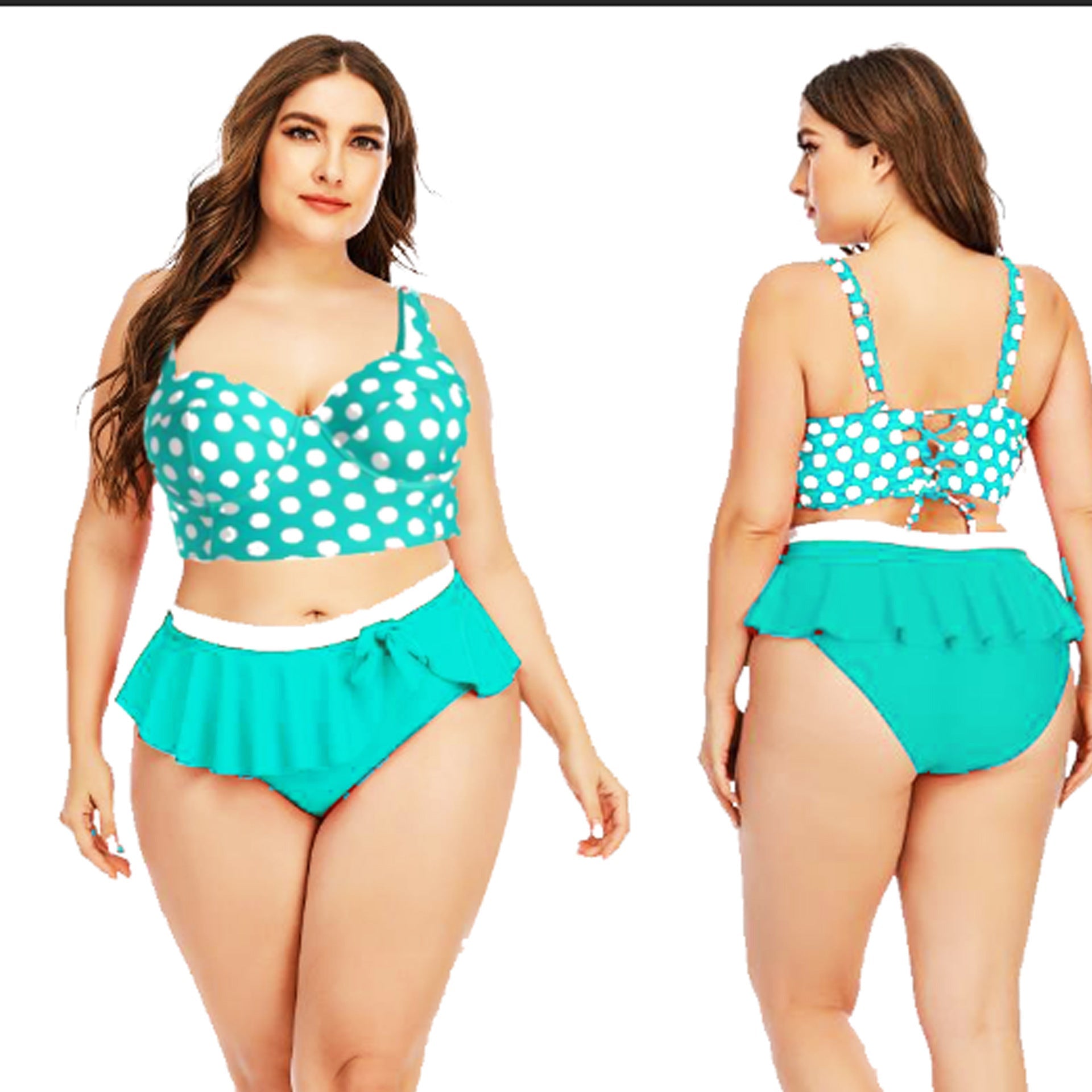 Large Plus Size Swimwear Female Push Up Bikini With Wave Bikini Set Two Pieces Swimsuit Bathing Suit Swim Beach Dress