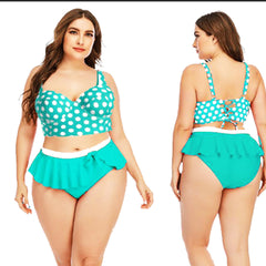 Large Plus Size Swimwear Female Push Up Bikini With Wave Bikini Set Two Pieces Swimsuit Bathing Suit Swim Beach Dress