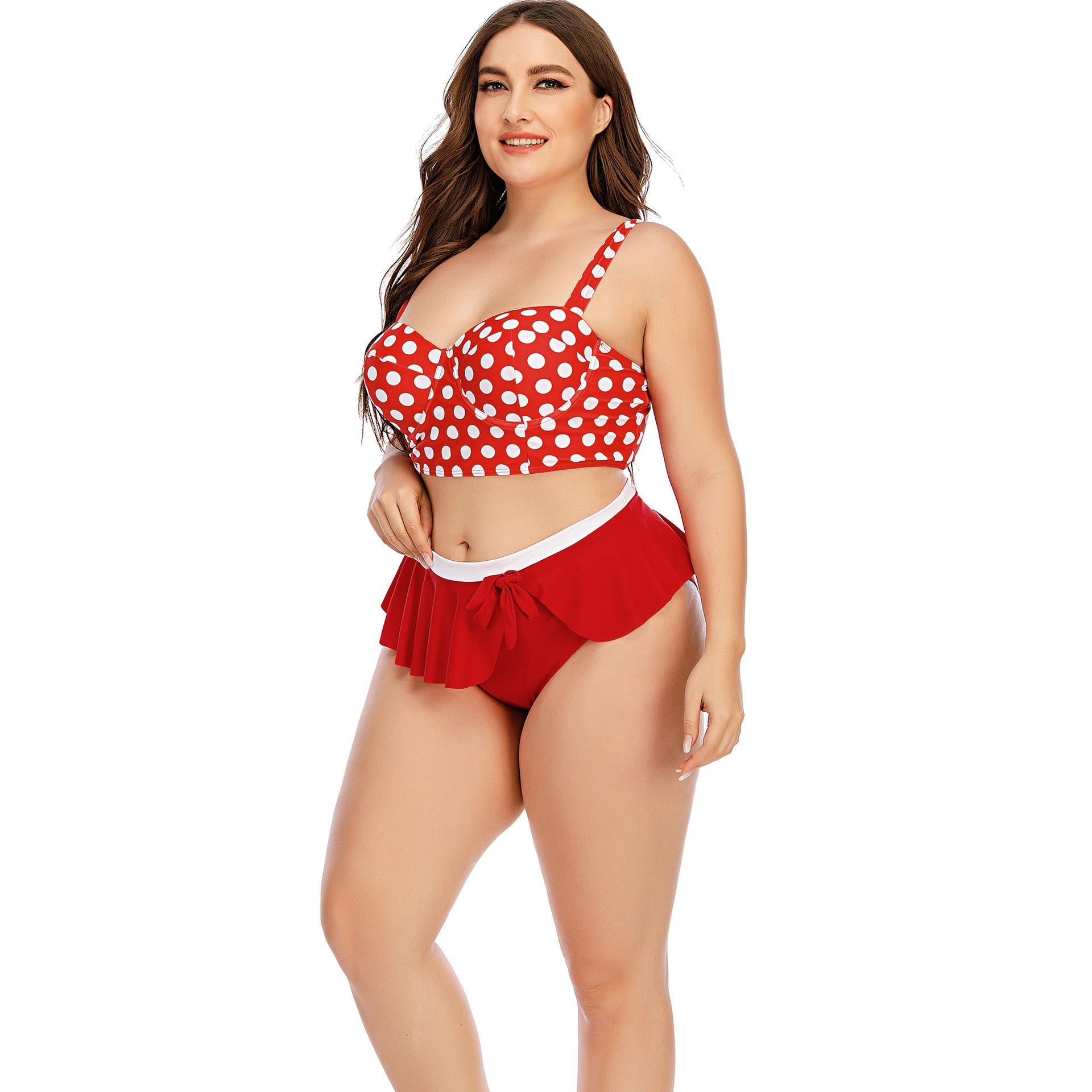 Large Plus Size Swimwear Female Push Up Bikini With Wave Bikini Set Two Pieces Swimsuit Bathing Suit Swim Beach Dress