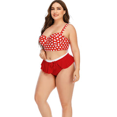 Large Plus Size Swimwear Female Push Up Bikini With Wave Bikini Set Two Pieces Swimsuit Bathing Suit Swim Beach Dress