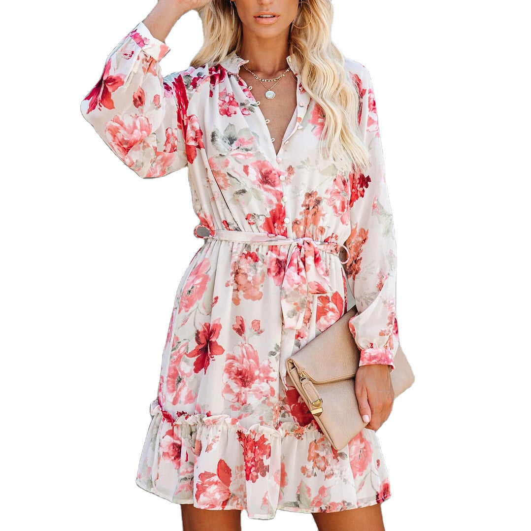 Dress Printed High Waist A-Line Skirt