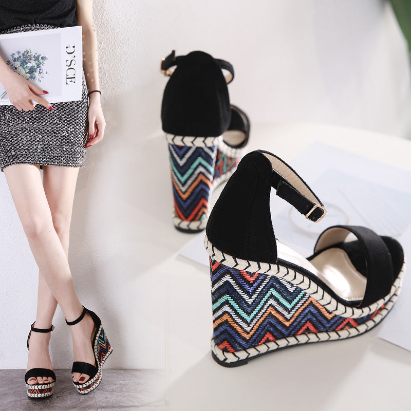 Slope Heel Sandals Korean Muffin Shoes