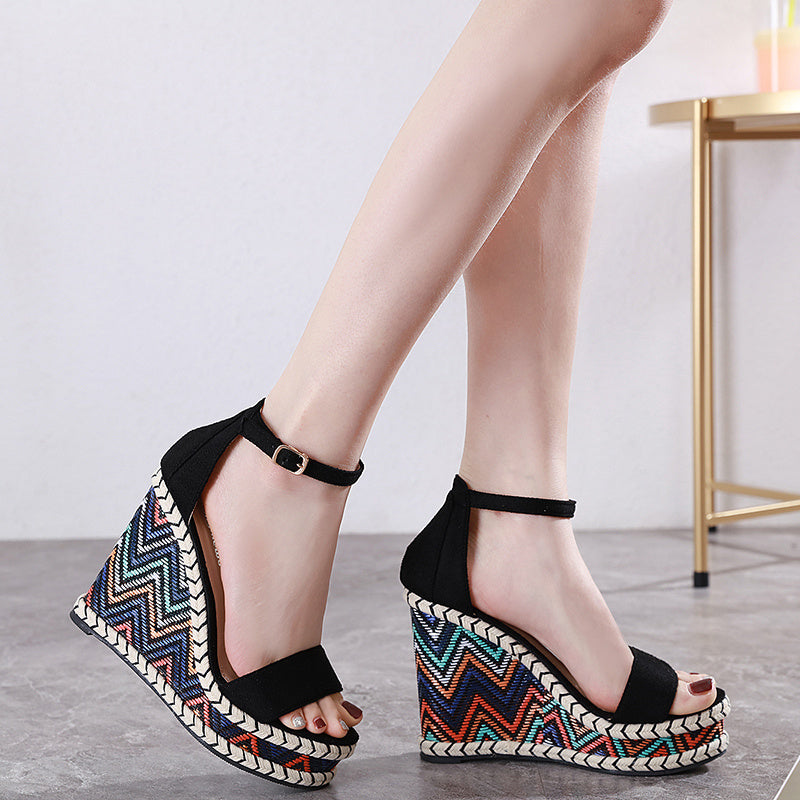 Slope Heel Sandals Korean Muffin Shoes