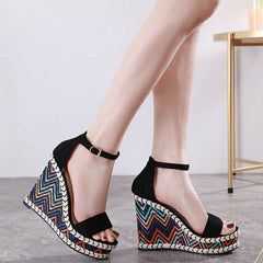 Slope Heel Sandals Korean Muffin Shoes