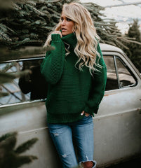 Thick line turtleneck sweater