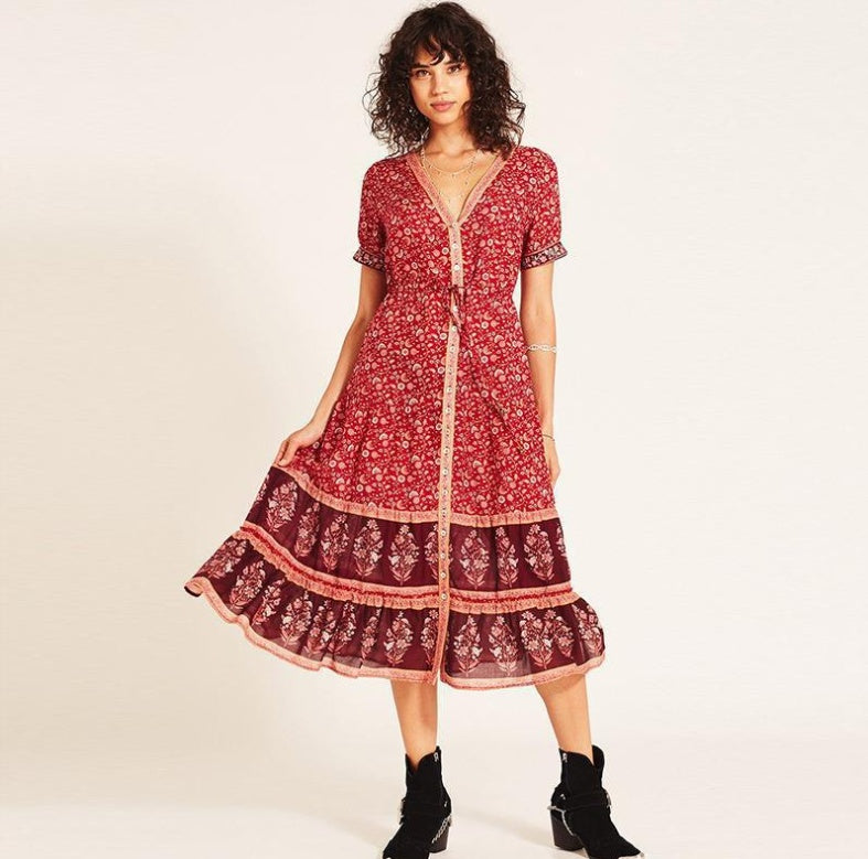 dress bohemian print dress