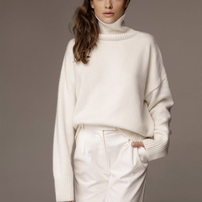 High Collar Loose Knitted Top Sweaters Clothing
