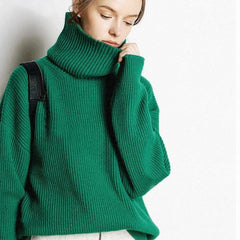 Cashmere Sweater Turtleneck Pullovers Top Solid