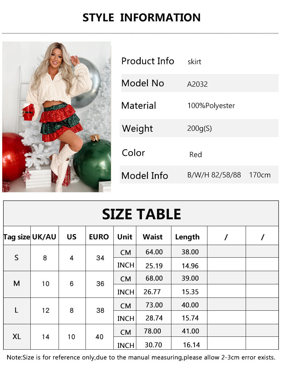 Stitching Casual Christmas Skirt And Winter