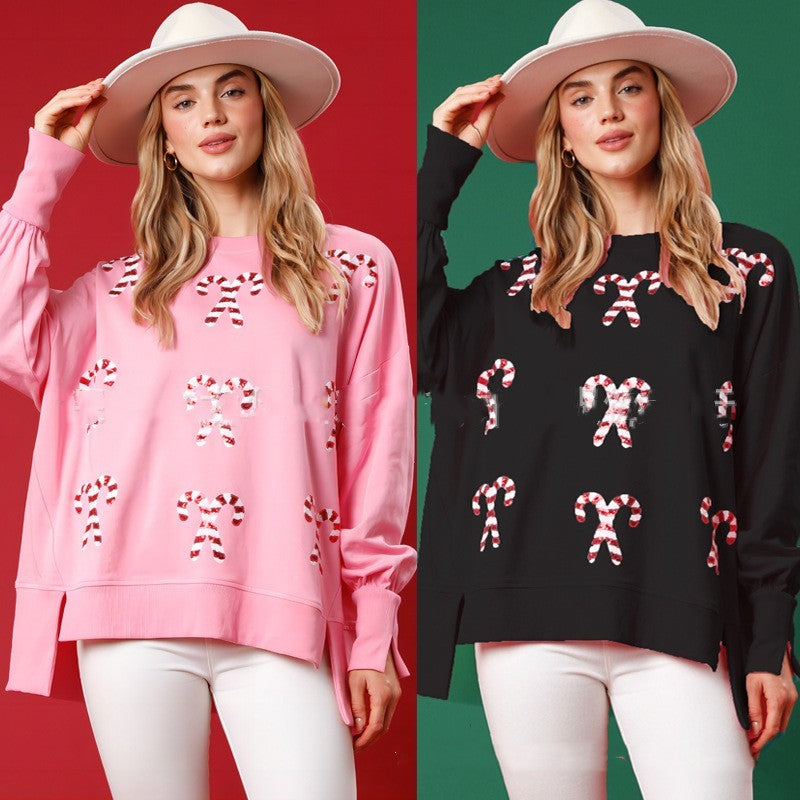 Christmas Round Neck Sequins Pullover Sweater
