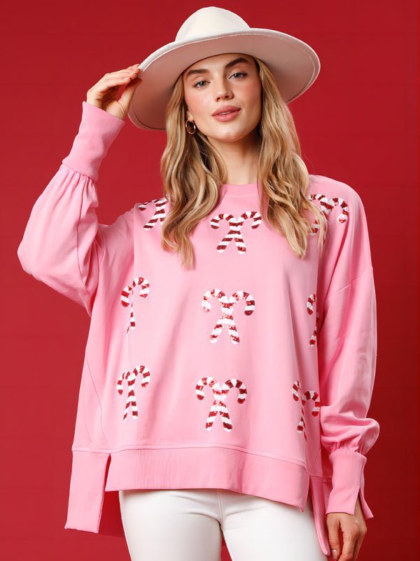 Christmas Round Neck Sequins Pullover Sweater