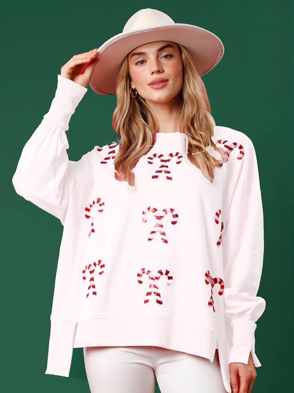 Christmas Round Neck Sequins Pullover Sweater