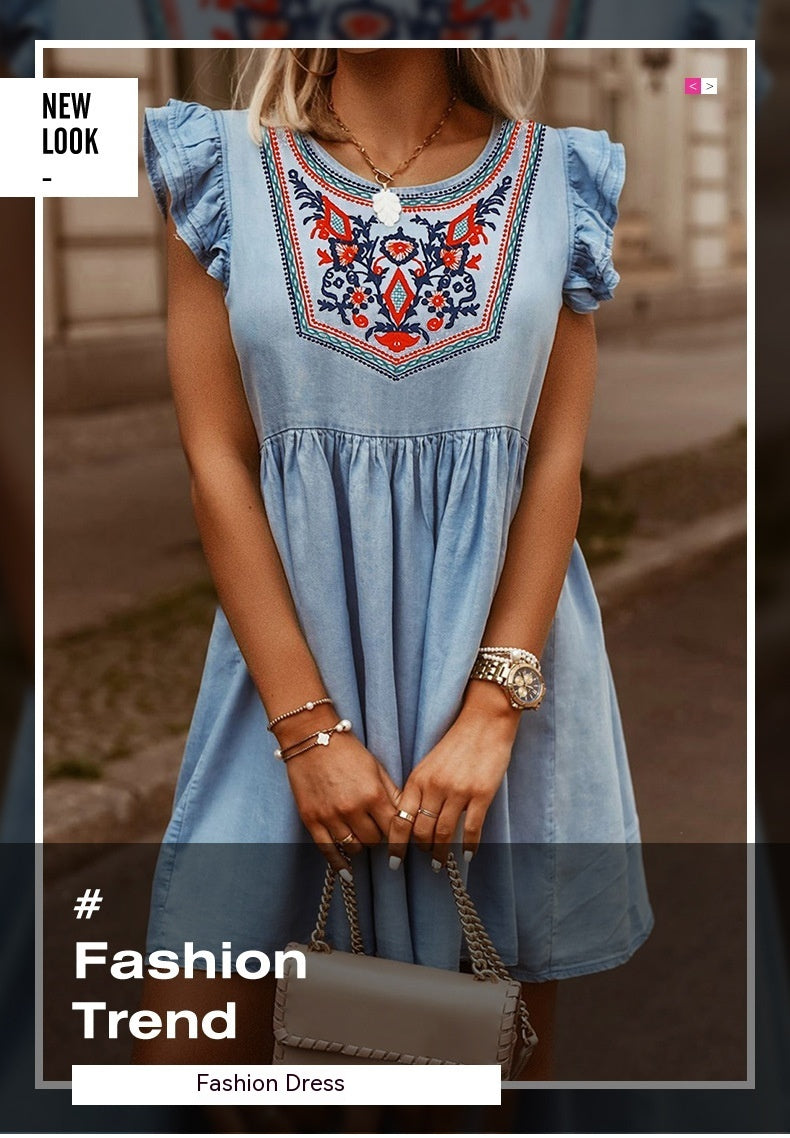 Embroidery Waist Dress