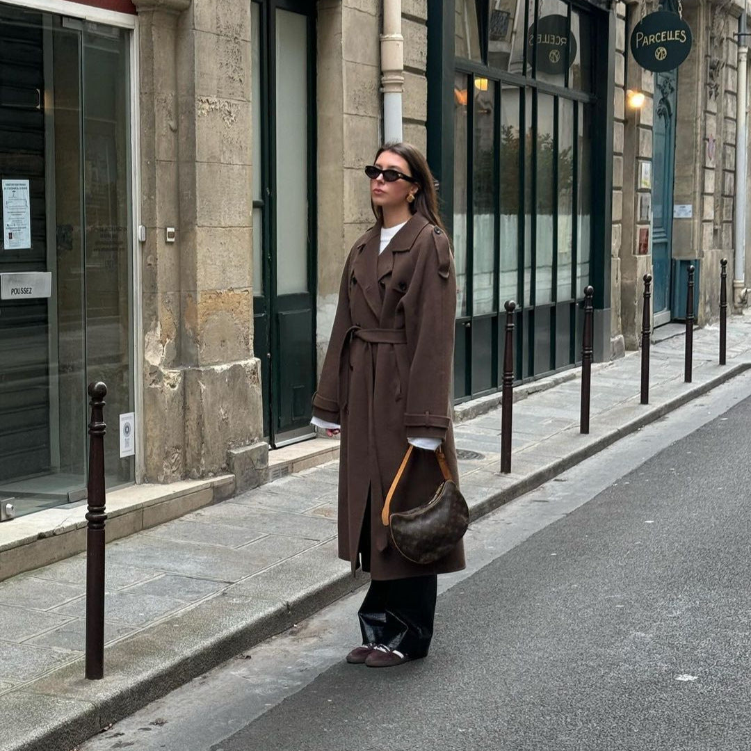 Elegant Wool Long Coat Casual-style Outerwear