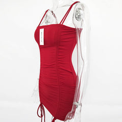 Articat Spaghetti Strap Backless Dress Strapless Bodycon Bandage Party Dresses Vestidos Club Mini Dress