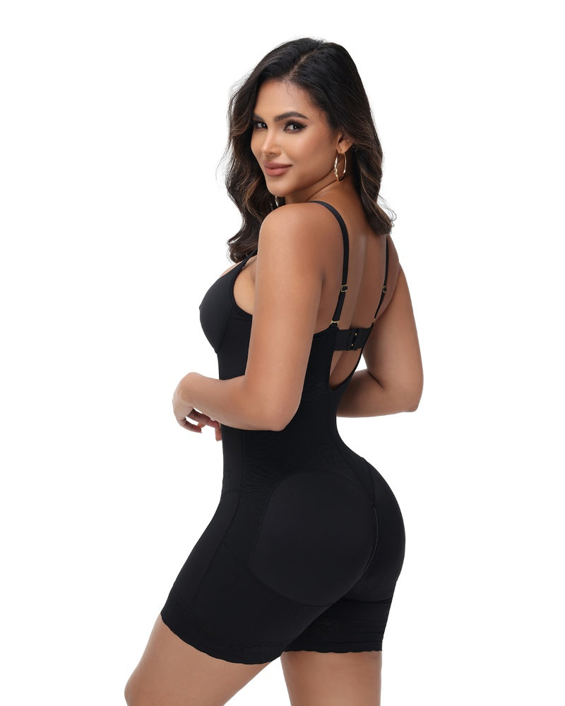 Tummy Control Bodysuit Low Back Built In Nipple Bra Shapewear