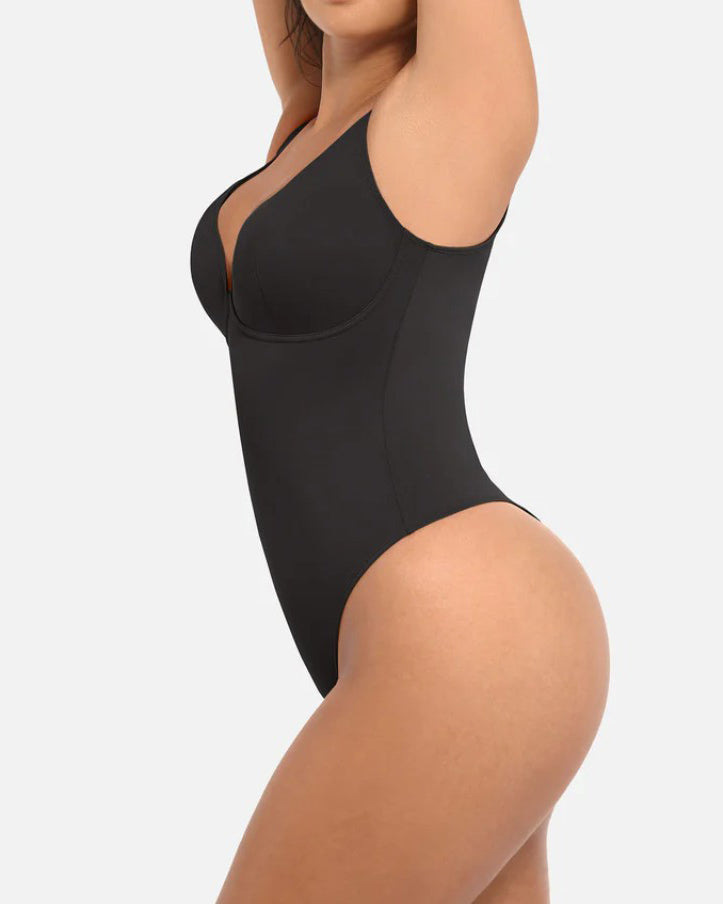 V-Neck Slimming Thong Shapewear Bodysuit