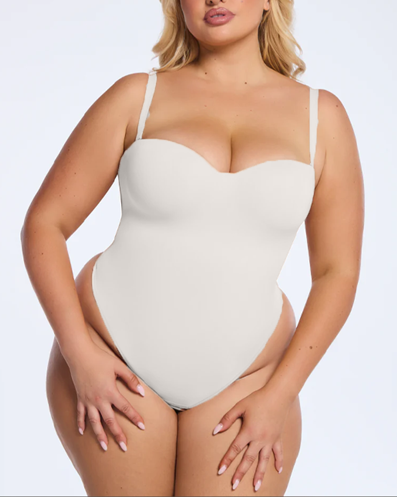 Adjustable Shoulder Straps Underwire Double-Layered Abdominal Control Thong Shapewear