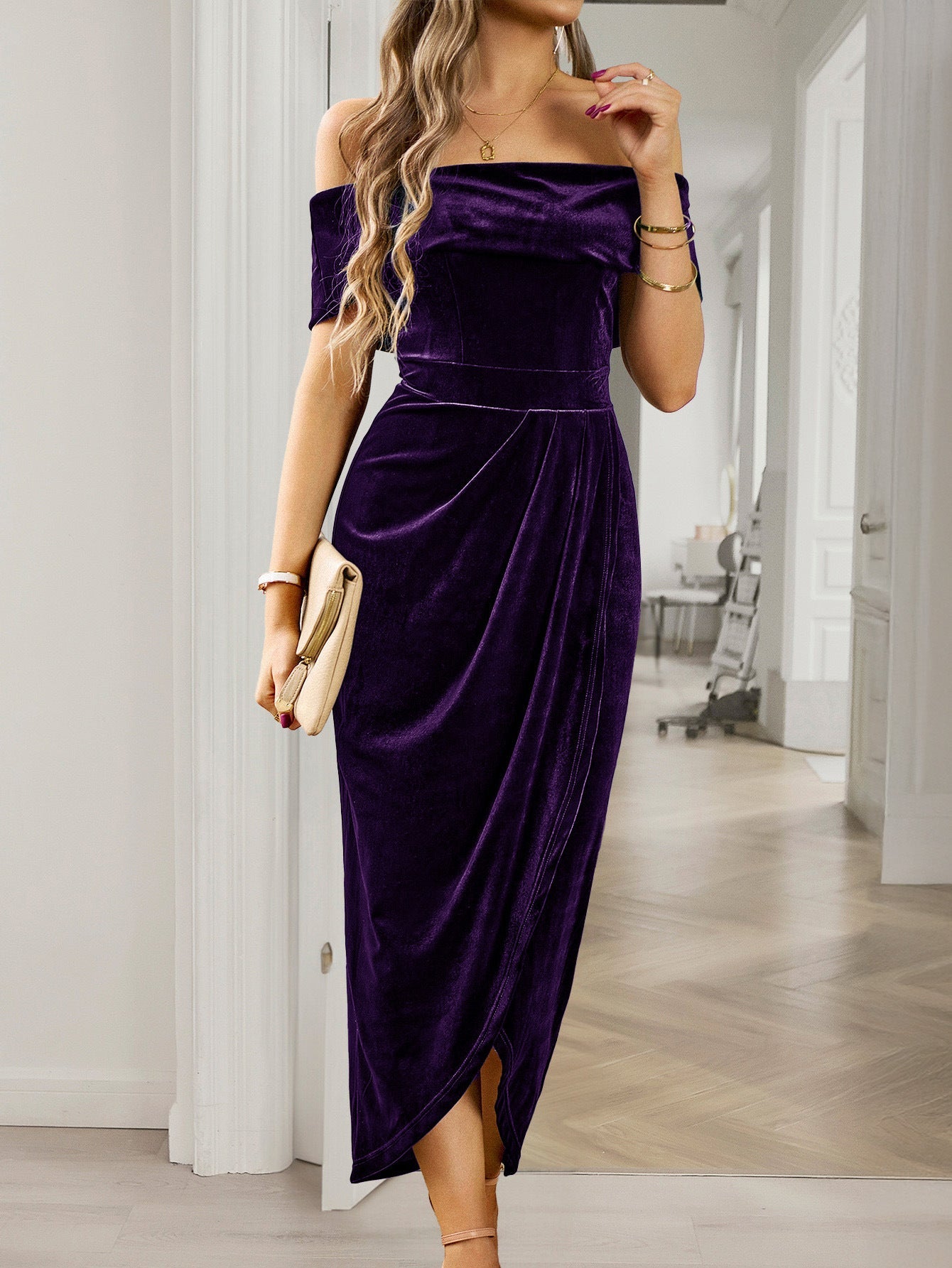 Solid Color Strapless Bodycon Long Dress Dress