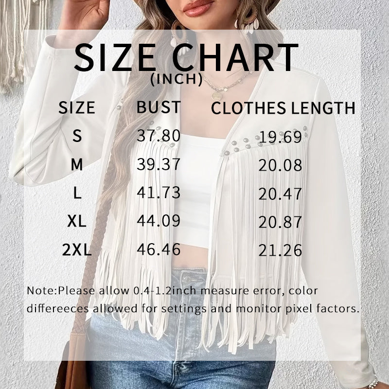 Faux Suede Fringe Trim Long Sleeve Open Front Cardigan Jacket Western Concert Outfits