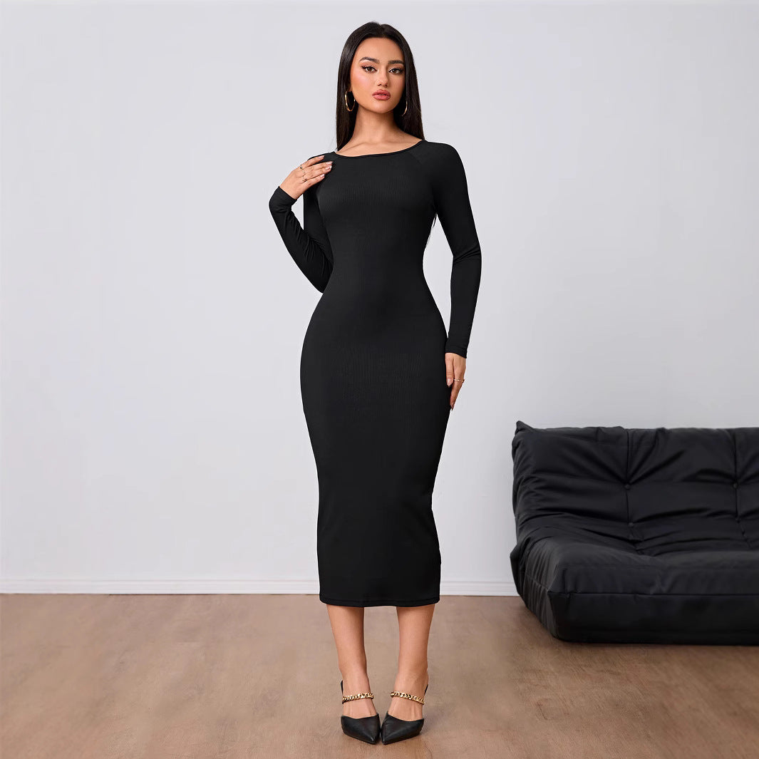 Simple Dress Backless Bodycon Midi Skirt