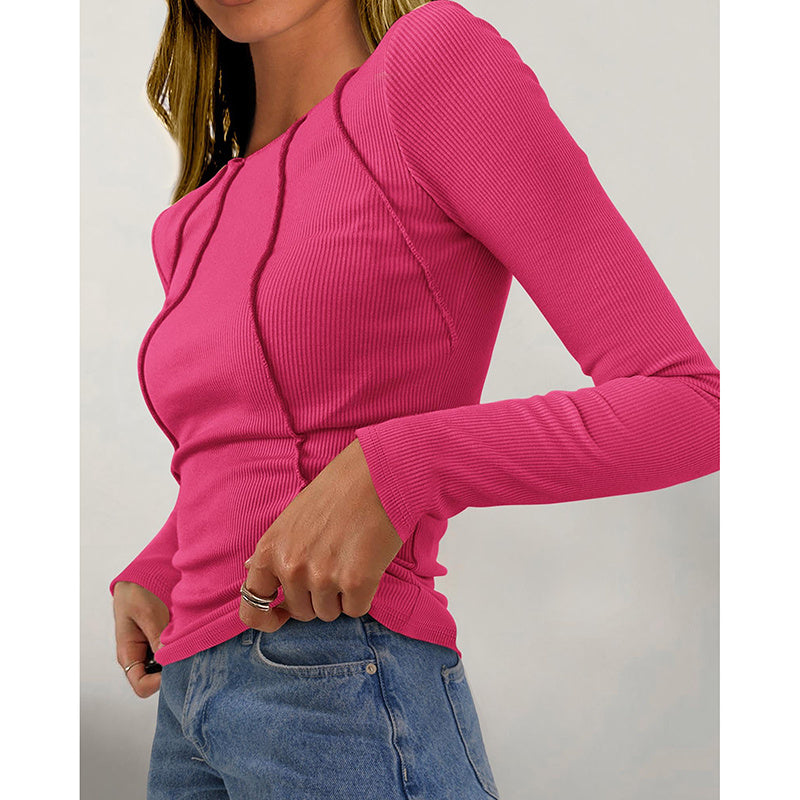 Long Sleeve T Shirts Crewneck Slim Fit Tops Going Out Fall Basic Tee