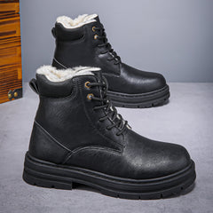 Mens Warm Western Cowboy Boots With Thick Sole In A Retro Style