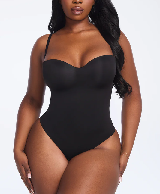 Adjustable Shoulder Straps Underwire Double-Layered Abdominal Control Thong Shapewear