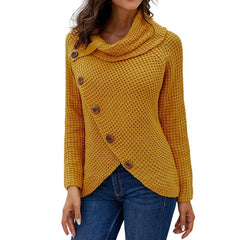 Pullover Button High Lapel Pullover Sweater
