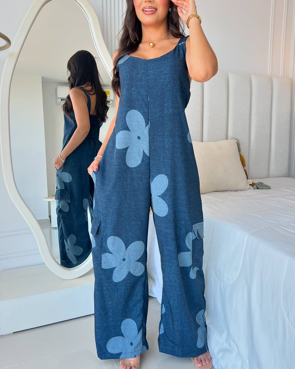 Casual Sleeveless Wide Leg Jumpsuit