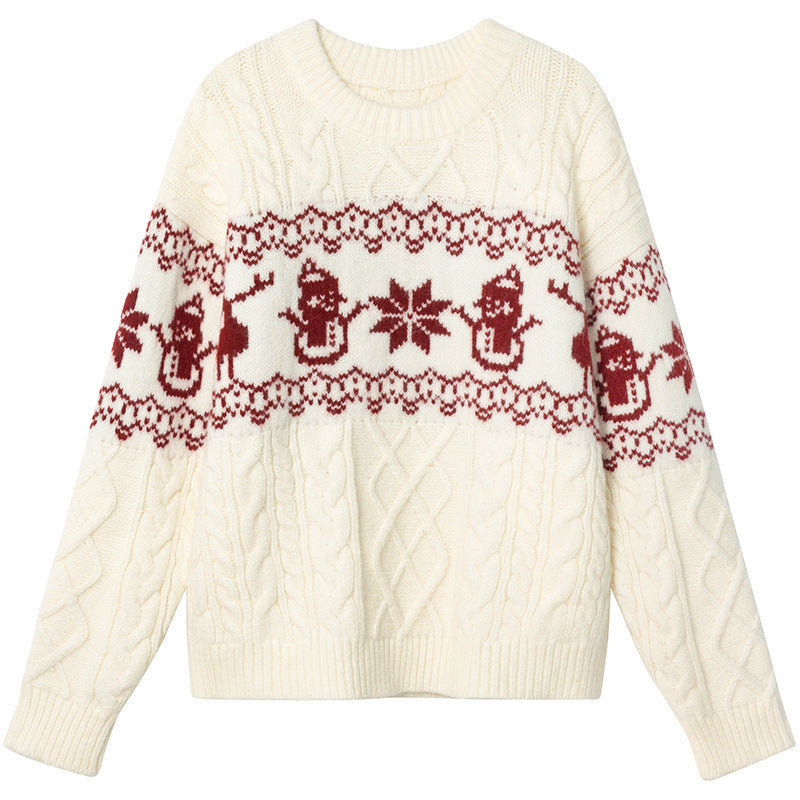 Loose Christmas Jacquard Geometric Sweater