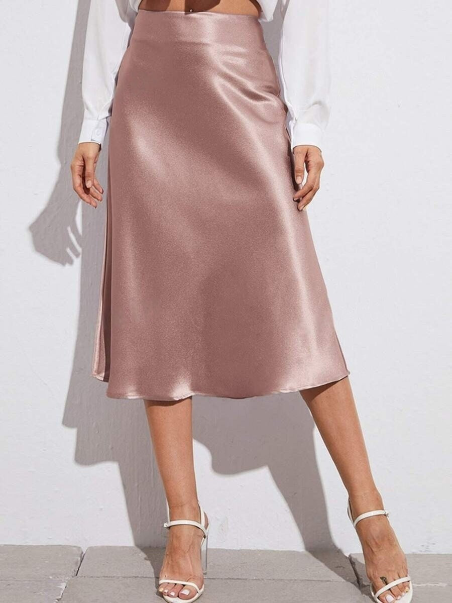 High-waist Satin Midi Skirt Spring Women